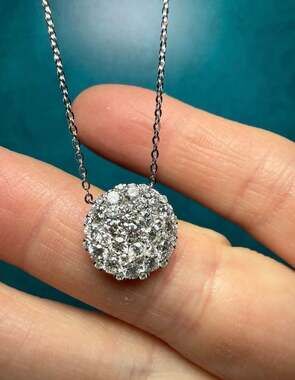 14k White Gold  Gabriel&Co. S867248 Diamond Cluster Necklace 1.75ct
